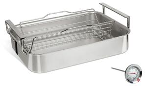 CRISTEL - 3-Ply Roaster 35x30 cm, Stainless Steel Grid & Thermometer - Ugnsformar - Silver