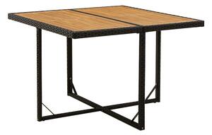 Trädgårdsbord svart 109x107x74 cm konstrotting & massiv akac - Svart
