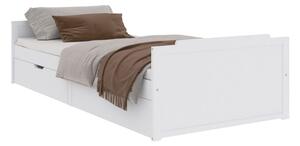 Sängram med lådor vit massiv furu 90x200 cm - Vit