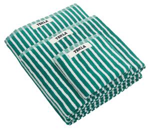 Tekla - Terry handduk teal green stripes handduk 50x90cm - Handdukar och badlakan - Grön