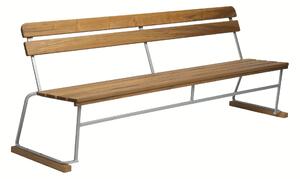 Grythyttan Stålmöbler - Soffa 5 - Obehandlad Teak / Varmförzinkat Stativ - Trädgårdsbänkar - Träfärgad - Metall/Trä