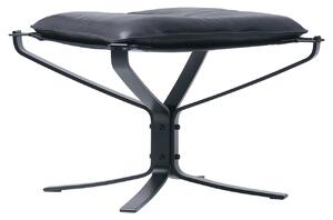 LK Hjelle - Falcon Footstool River Black - Fotpallar - Sigurd Resell - Svart - Bomull/Läder/Metall