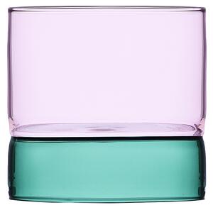 Ichendorf Milano - Bamboo Groove Small Tumbler Petrol/Pink - 20 cl - Dricksglas - Marco Sironi - Flerfärgad