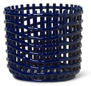 Ferm Living - Ceramic Basket Blue Large - Korgar och lådor - Blå