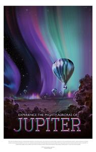 Illustration Jupiter (Retro Planet & Moon Poster) - Space Series (NASA), (26.7 x 40 cm)