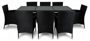 Brantevik utegrupp, bord med 8 st stolar - Svart konstrotting