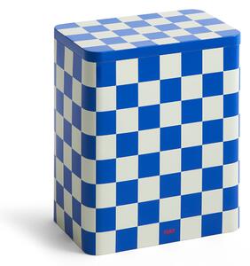 HAY - Tin Container Large Blue and off-white - Korgar och lådor - Svart