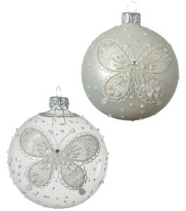 Decoris Julgranskula i glas med fjäril