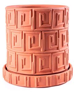 Seletti - Terracotta Vase With Saucer Greca Ø 38,5 cm H 38,5 cm - Vaser - Antonio Aricò - Brun
