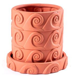 Seletti - Terracotta Vase With Saucer Onda Ø 23,5 cm H 23 cm - Vaser - Antonio Aricò - Brun