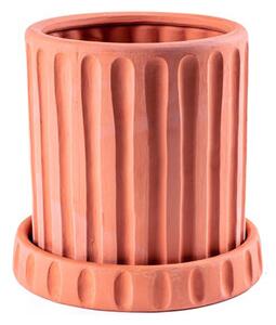 Seletti - Terracotta Vase With Saucer Dorico Ø 29 cm H 30 cm - Vaser - Antonio Aricò - Brun