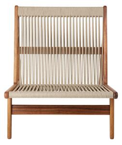 Gubi - MR01 Initial Lounge Chair, Outdoor - Sunfire Melange Beige and Sand, Base Solid Iroko, Oiled - Matstolar utomhus - Mathias Rasmussen - Beige,Träfärgad - Textilmaterial