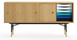 House of Finn Juhl - Sideboard With Tray Unit, Dark oiled oak Veneer, Black Steel, Cold - Skänkar och sideboards - Finn Juhl - Träfärgad - Metall/Trä