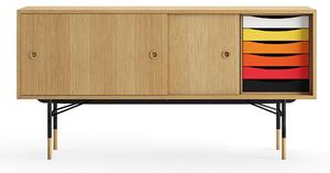 House of Finn Juhl - Sideboard With Tray Unit, Dark oiled oak Veneer, Black Steel, Warm - Skänkar och sideboards - Finn Juhl - Träfärgad - Metall/Trä