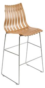 Fjordfiesta - Scandia Bar Stool 75 cm Natural Oak Veneer / Satin Chrome - Barstolar - Hans Brattrud - Träfärgad - Metall/Trä