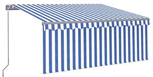 Manuell markis med rullgardin 3x2,5 m blå och vit