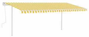 Markis med stolpar manuellt infällbar 5x3 m gul och vit