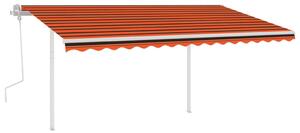 Markis med stolpar manuellt infällbar 4x3 m orange och brun
