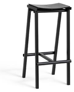 HAY - Taburete 8 Bar Stool High Black Powder Coated Base H75 Black Water-Based Lacquered Oak Veneer Seat - Barstolar - Marc Morro - Svart - Metall/Trä