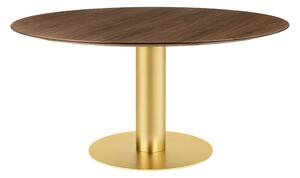 Gubi - GUBI 2.0 Dining Table, Ø 150 cm, Skiva: Trä - Valnöt, Bas: Mässing - Matbord - Träfärgad - Metall/Trä