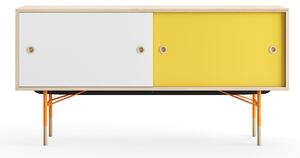 House of Finn Juhl - Sideboard Without Tray Unit, Oak, White/Yellow, Orange Steel - Skänkar och sideboards - Finn Juhl - Flerfärgad - Metall/Trä