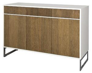 Englesson - Line Skänk Hög 3 Dörrar 6812BW-DB Burned Walnut / White / Chrome - Skåp och vitrinskåp - Vit - MDF/Metall/Trä