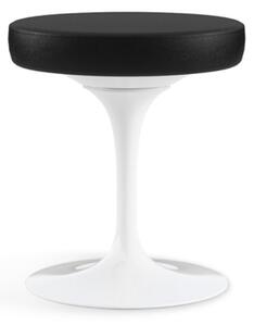 Knoll - Saarinen Tulip Stool, Vitt underrede, Läder: Kat. W - Velluto Pelle - VPBLK - Pallar - Eero Saarinen - Vit - Läder/Metall