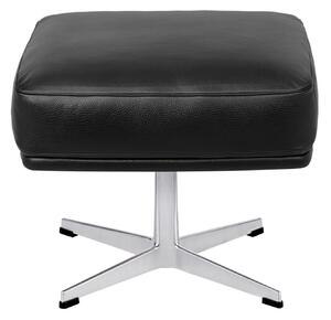 Fritz Hansen - 4210 Oksen Fotpall, Läder, Aura Black, Satinpolerad - Fotpallar - Arne Jacobsen - Svart - Läder/Metall/Trä