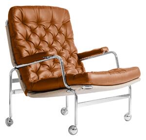DUX - Karin Fåtölj 73, Bärande Väv Flax 21, Läder Dakota 24 Cognac - Fåtöljer - Bruno Mathsson - Brun - Läder/Metall/Plast