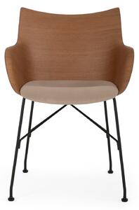 Kartell - Q/Wood Soft 5928, Dark Wood, Ecrù, Black - Matstolar - Philippe Starck - Träfärgad - Metall/Trä/Textilmaterial/Plast