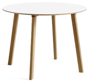 HAY - CPH Deux 220 2.0 Table Lacquered Oak Frame Ø98 X H73 Pearl White Top Lacquered Beech Edge - Matbord - Ronan & Erwan Bouroullec - Vit - Trä