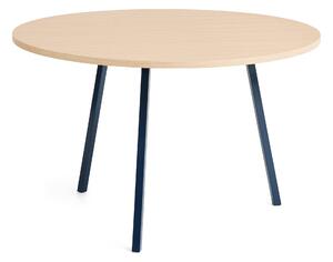 HAY - Loop Stand Table Round Deep blue powder coated steel frame Ø120 x H74 Clear lacquered oak tabletop Water-based lacquered oak edge - Matbord - Leif Jørgensen - Blå - Metall/Trä