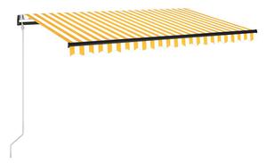 Automatisk markis med vindsensor & LED 450x300 cm gul/vit - Gul