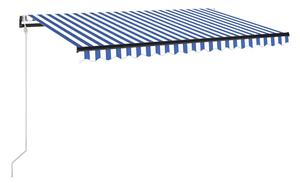 Automatisk markis med vindsensor & LED 450x300 cm blå och vi - Blå