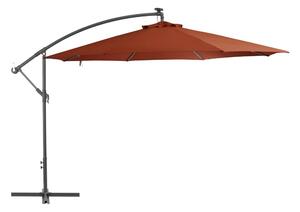 Frihängande parasoll med LED terrakotta 350 cm - Brun