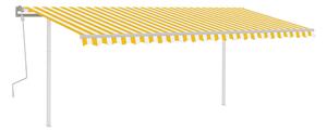 Markis med stolpar manuellt infällbar 5x3,5 m gul och vit - Gul