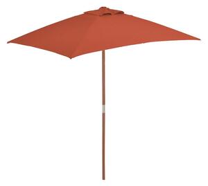 Trädgårdsparasoll med trästång 150x200 cm terrakotta - Brun