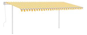 Markis med stolpar automatiskt infällbar 5x3 m gul och vit - Gul