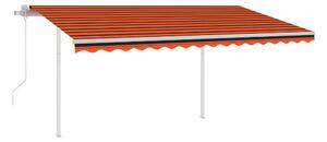 Markis med stolpar automatiskt infällbar 4,5x3 m orange och - Orange