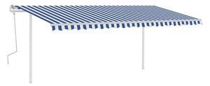 Markis manuellt infällbar med LED 5x3 m blå och vit - Blå