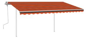 Markis med LED manuellt infällbar 4,5x3 m orange och brun - Orange