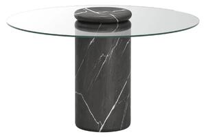 Karakter - Castore dining table Ø130, Pietra Grey / clear glass - Matbord - Angelo Mangiarotti - Grå - Glas/Naturmaterial/Textilmaterial/Sten