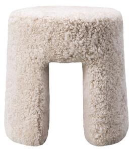 Fredericia Furniture - Sequoia Pouf Sheepskin Moonlight - Pallar - Space Copenhagen - Vit - Läder/Ull