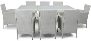 Utemöbler i vit konstrotting | Matgrupp med 8 stolar | Lyfco Lysekil