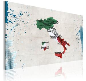 Tavla Karta Över Italien 60X40 Blå\|Flerfärgad\|Vit - Artgeist sp. z o. o