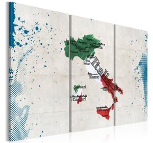 Tavla Karta Över Italien Triptyk 60X40 Blå\|Flerfärgad\|Vit - Artgeist sp. z o. o