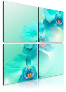 Tavla Himmelsblå Orkidéer 40X40 Blå\|Flerfärgad\|Vit - Artgeist sp. z o. o