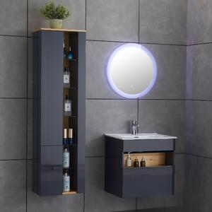 Badrumspaket 60cm | Kommod, LED-spegel och högskåp | Grå