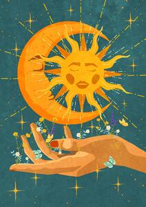 Illustration Sun and moon in my hand, Raissa Oltmanns