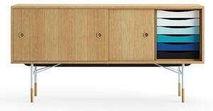 House of Finn Juhl - Sideboard With Tray Unit, Dark oiled oak Veneer, Light Blue Steel, Cold - Skänkar och sideboards - Finn Juhl - Träfärgad - Metall/Trä
